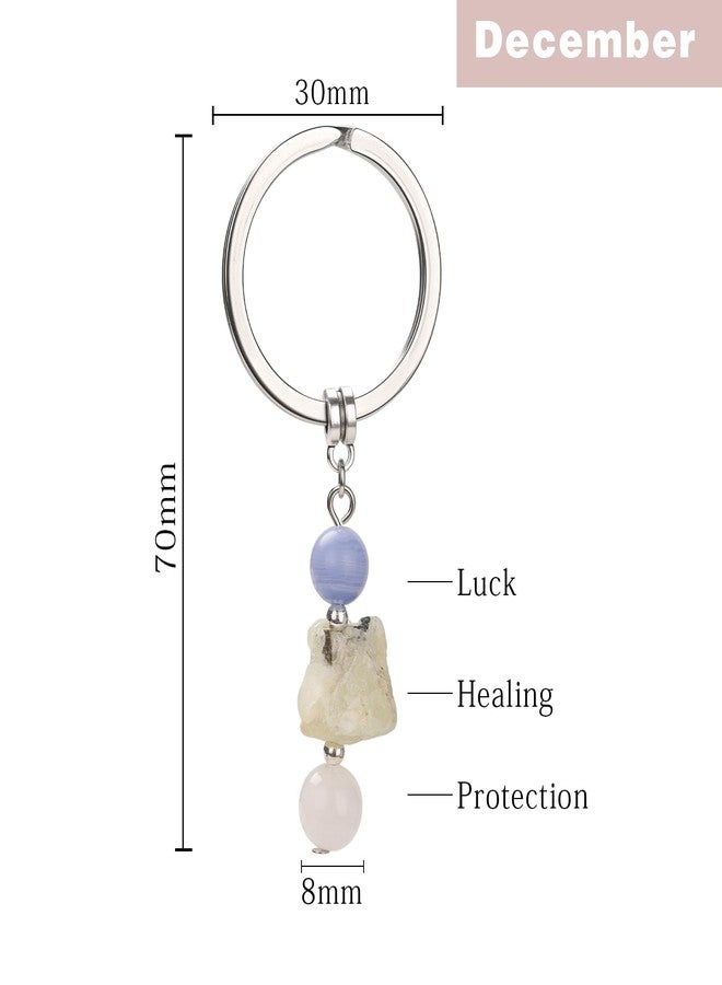 Raicegs December Birthstone Keychain for Women Cute Crystal Birth Flower Key Chain Natural Stone Unique December Birthday Gifts for Women December Birthstone Jewelry - Image 4
